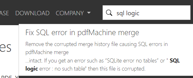 pdfMachine merge error message